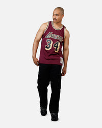 Mitchell & Ness Los Angeles Lakers Shaquille O'Neal 1996 Swingman Jersey Burgundy