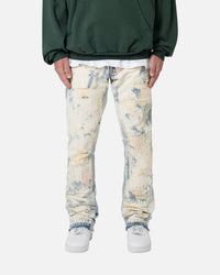 MNML B506 Bleached Flare Denim Jeans Blue