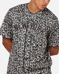 Majestic Athletic New York Yankees Leopard Baseball Button Up Shirt Leopard