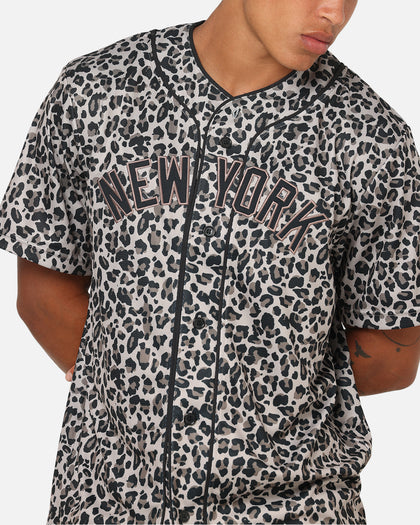 Majestic Athletic New York Yankees Leopard Baseball Button Up Shirt Leopard