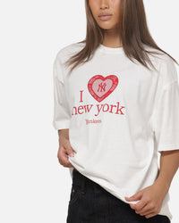 Majestic Athletic Women's New York Yankees Heart Applique Oversized T-Shirt White