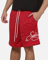 Saint Morta Scripted Mesh Shorts Vintage Red