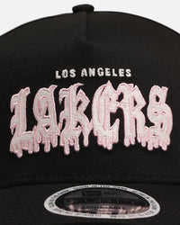 New Era Los Angeles Lakers 'Drip Glow Script' 9FORTY A-Frame Snapback Black/Pink