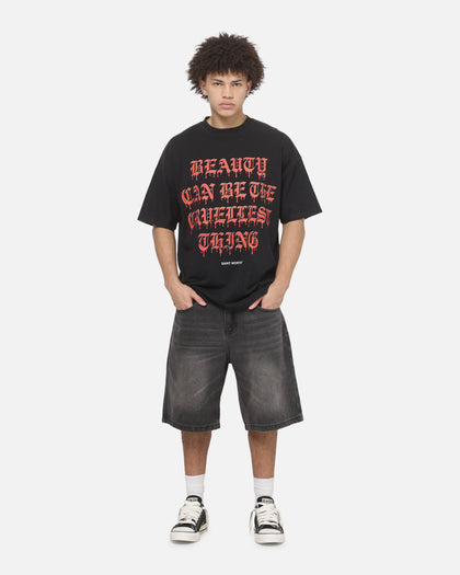 Saint Morta Cruel Beauty Boxy T-Shirt Washed Black