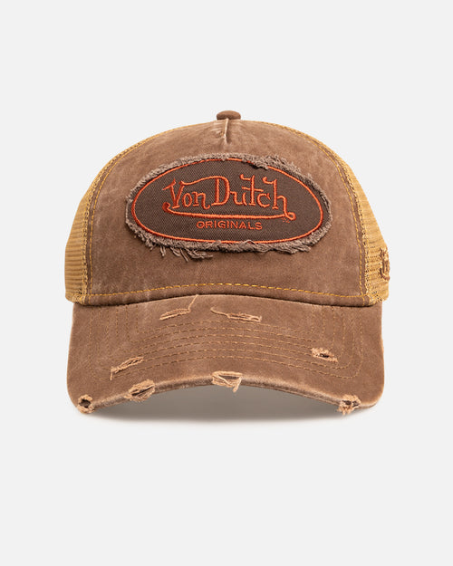 Von Dutch Oval Distressed Trucker Snapback Maroon