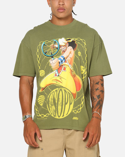 73Studio X One Piece Usopp Vintage T-Shirt Washed Olive