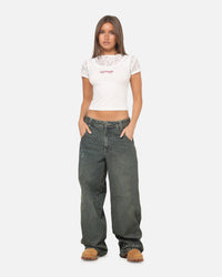 Ed Hardy Ghost Tattoo Ultra Wide Jeans Dirty Denim
