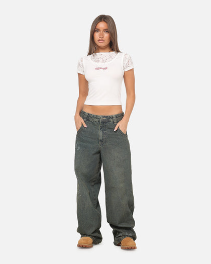 Ed Hardy Ghost Tattoo Ultra Wide Jeans Dirty Denim