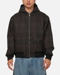 Carre Sherpa Lined Zip Hoodie Black Plaid