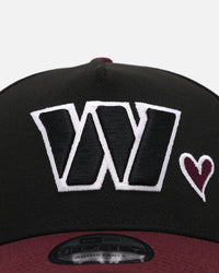 New Era Washington Commanders 'Burgundy Hearts' 9FORTY A-Frame Snapback Black/Maroon