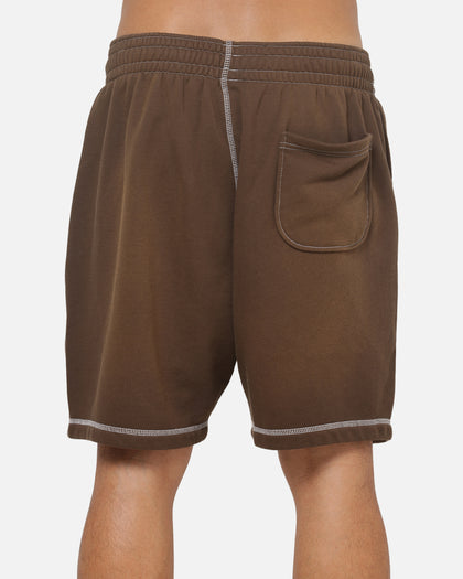 New Era Acid Wash Fleece Shorts Brown