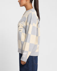 Loiter Checker Knit Sweater Grey/Off White
