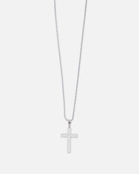 Saint Morta Textured Cross Pendant Chain White Gold