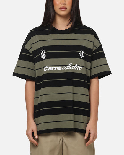 Carre Collective Stripe T-Shirt Black/Olive