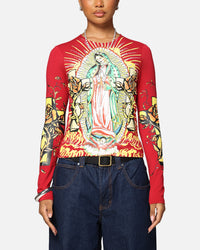 Ed Hardy Women's Divine Long Sleeve T-Shirt Red