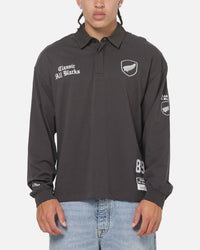 Mitchell & Ness All Blacks Rugby Long Sleeve Polo Shirt Washed Black