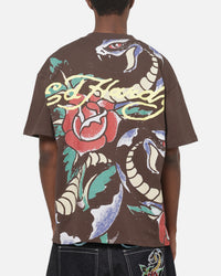 Ed Hardy Serpent T-Shirt Washed Brown