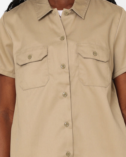 Dickies Women's 574 Short Sleeve Work Shirt Khaki