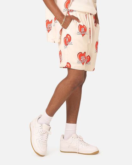 99 Cabana Roaming Hearts Shorts Off White/Red