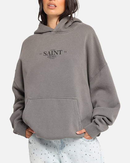 Saint Morta Lost Souls Boxy Hoodie Washed Charcoal