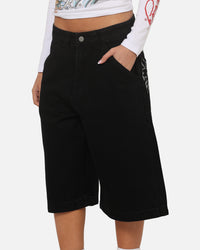 Ed Hardy Dragon Rhinestone Jorts Black