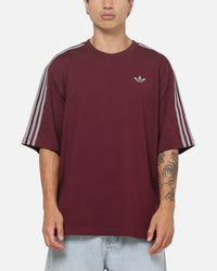 Adidas 3 Stripes Oversized T-Shirt Maroon