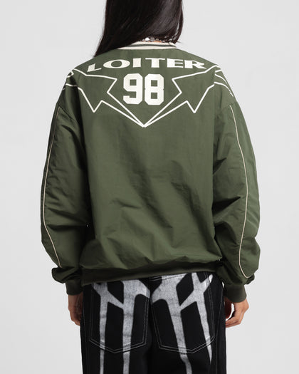 Loiter Racer Nylon Jersey Crewneck Dark Green
