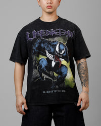 Loiter Marvel Venom Vintage T-Shirt Black Acidwash