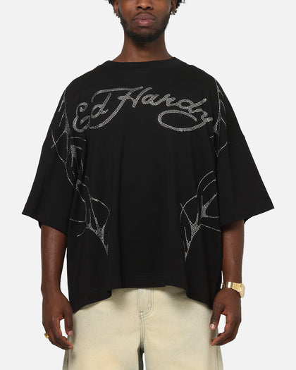 Ed Hardy Cyber Rhinestone T-Shirt Black