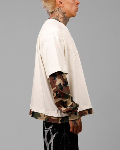 Loiter Impact Long Sleeve T-Shirt Washed White/Camo