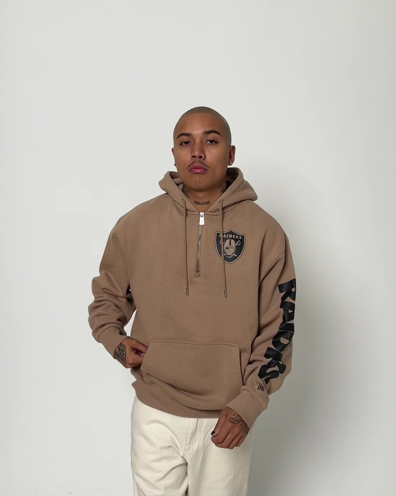 New Era Las Vegas Raiders Quarter Zip Sleeve Script Hoodie
