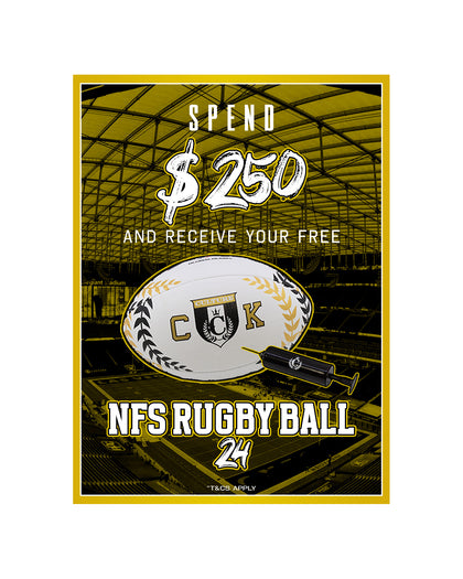 Culture Kings NFS Rugby Ball 24 White/Black/Gold.