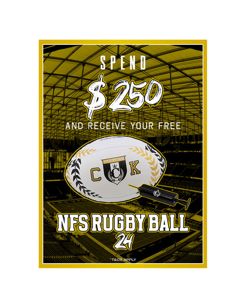 Culture Kings NFS Rugby Ball 24 White/Black/Gold.