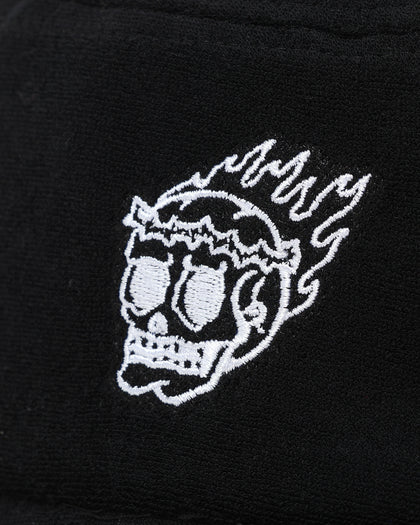 Rats Get Fat Flame Skull Bucket Hat Black