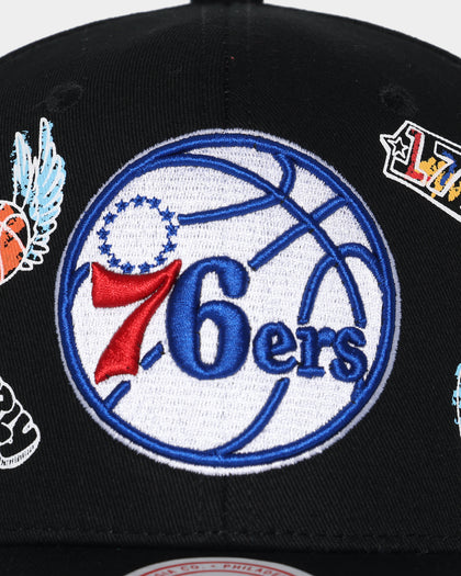 Mitchell & Ness Philadelphia 76ers 'Hand Drawn Doodle' Pro Crown Snapback Black