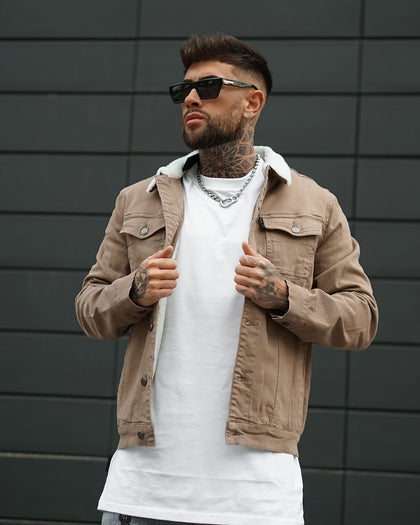 Saint Morta Sherpa Denim Jacket Brown