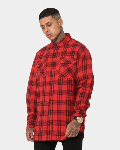 Saint Morta Flow Long Sleeve Flannel Shirt Red/Black