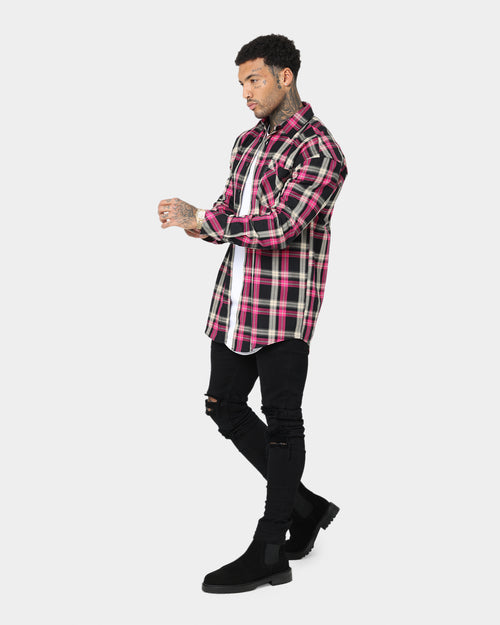 Saint Morta Prima Long Sleeve Flannel Shirt Black/Pink