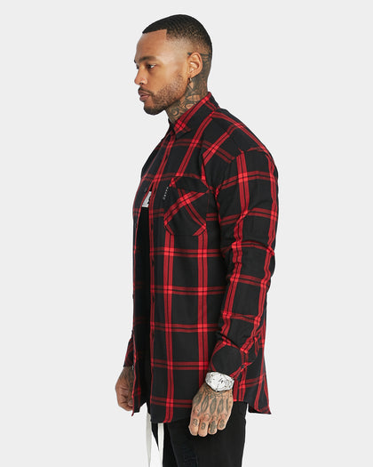 Saint Morta Men's Prima Long Sleeve Flannel Shirt Red/Black