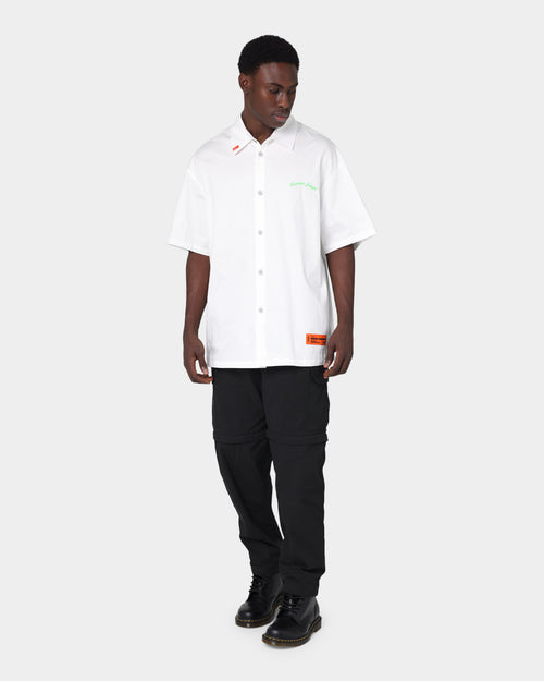 Heron Preston Boxy Fit Short Sleeve Button Up Shirt White