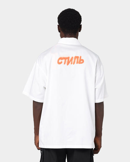 Heron Preston Boxy Fit Short Sleeve Button Up Shirt White