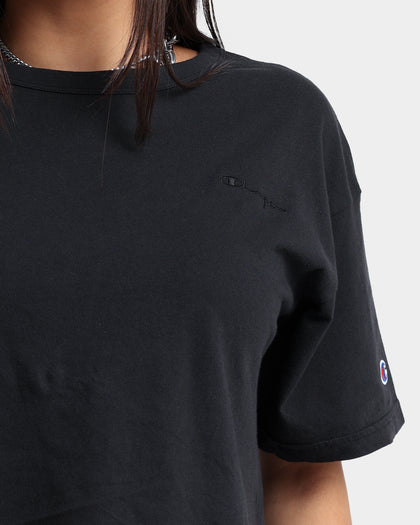 Champion Women's Vintage Dye Crop T-Shirt Black