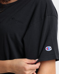 Champion Women's Vintage Dye Crop T-Shirt Black