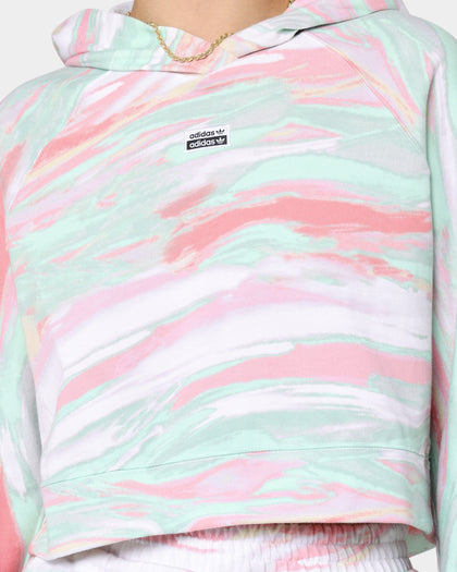 Adidas Women's Marbled Print Cropped Hoodie Marble