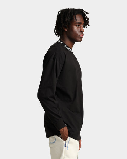 BEENTRILL Logo Rib Long Sleeve T-Shirt Black