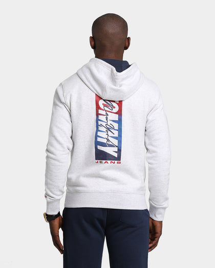 Tommy Jeans TJM Essential Script Zip Through Hoodie Silver Grey Heather