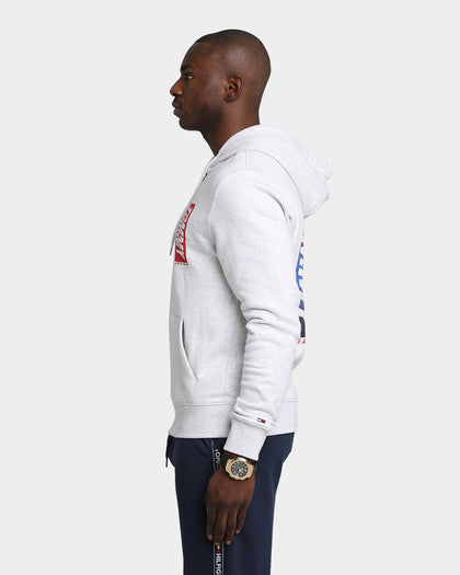 Tommy Jeans TJM Essential Script Zip Through Hoodie Silver Grey Heather