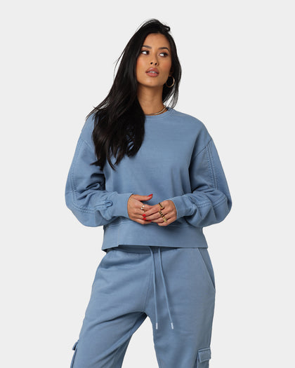 EN ES Women's All Mighty Crew Neck Cornflower Blue