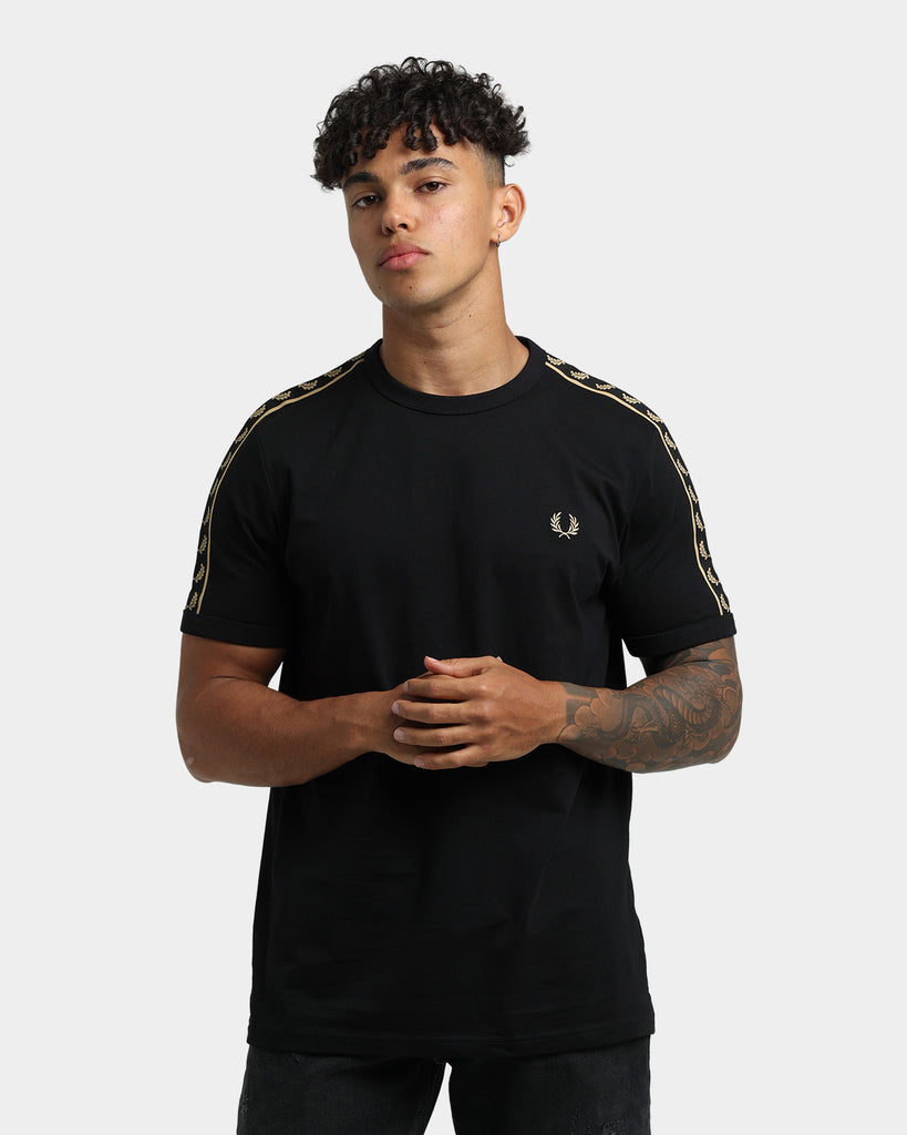 Fred Perry Gold Taped Ringer T-Shirt Black | Culture Kings NZ