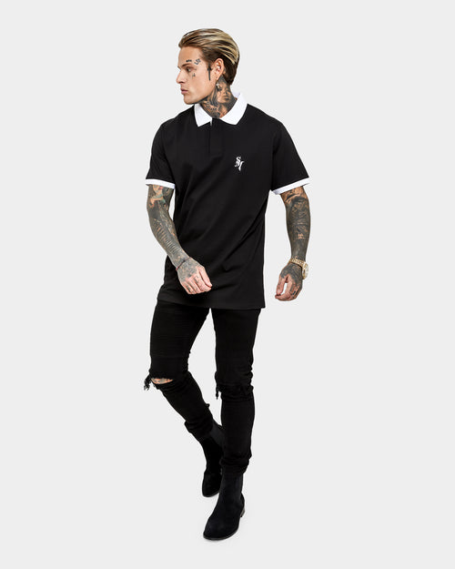Saint Morta Icarus Polo Shirt Black/White